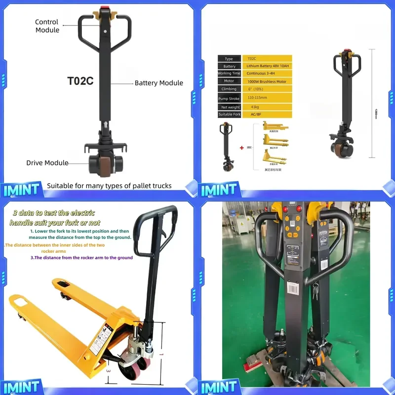 2Tons Pallet Electric Handle Conversion Kit Pallet Truck Lithium Battery Stacking Moving Tools