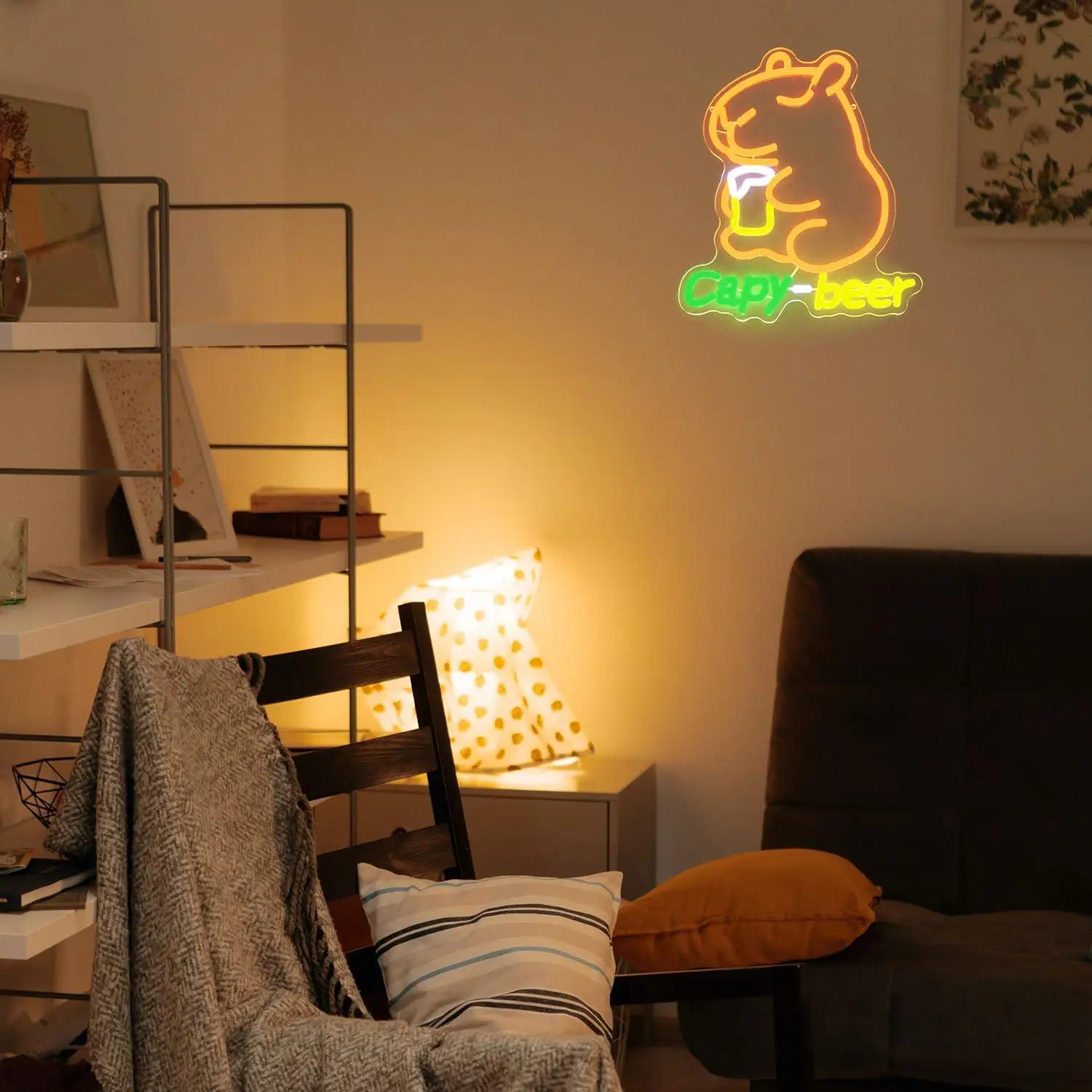 Capybara Beer Neon Sign USB Powered Cartoon Led Wall Light For Home Bar Man Cave Pub Lounge Bedroom Funny Animal Art Gift - view 2
