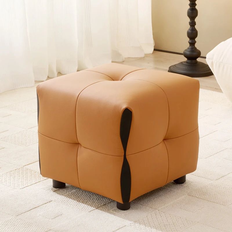 Creative Leather Stools,Modern Shoe Changing Stool,Living Room Sofa Footstool,Leisure Chair,Home Mobile Seats,Nordic Furniture