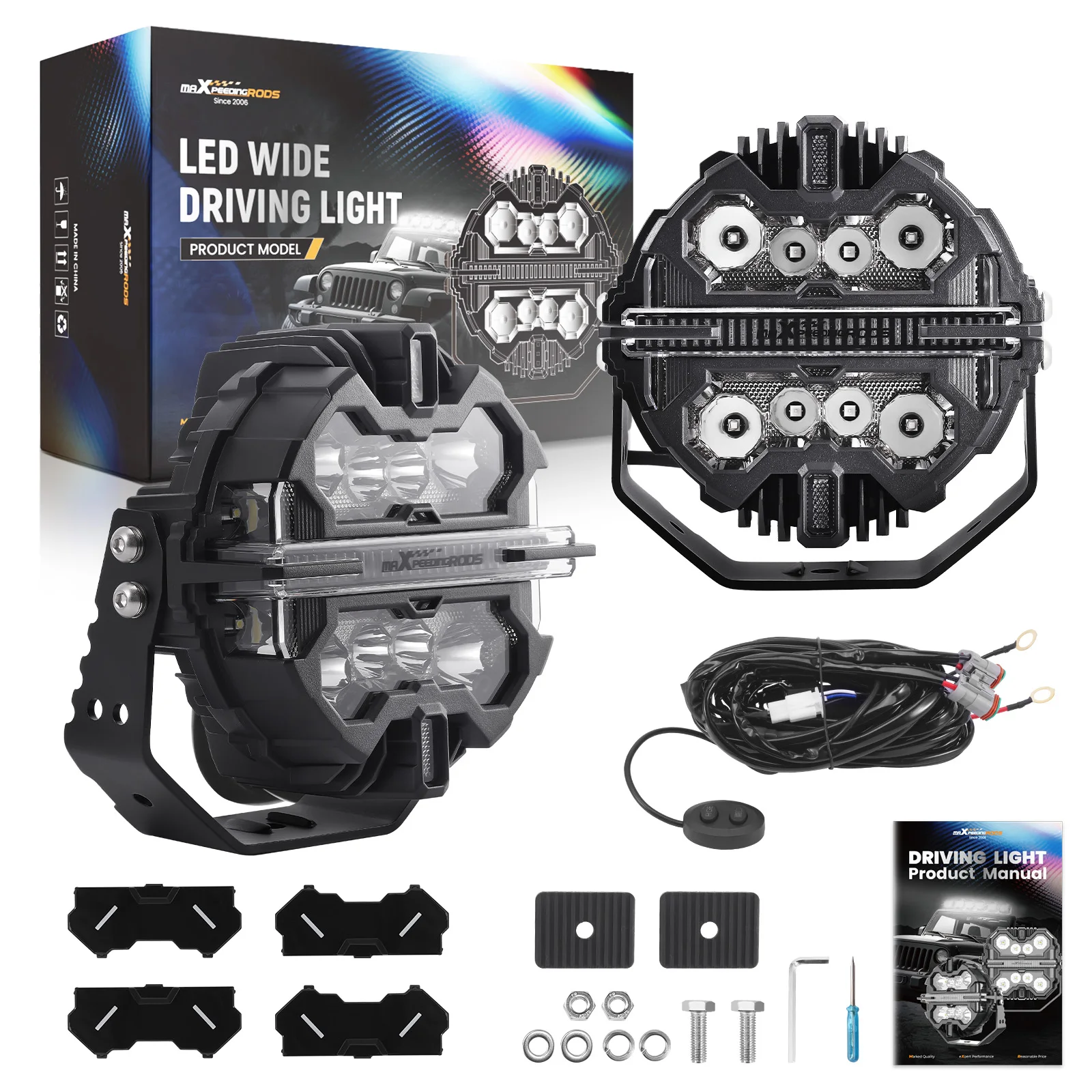 

Pair 7 inch Round LED Driving Lights Driving Auxiliary Light for Offroad 4x4