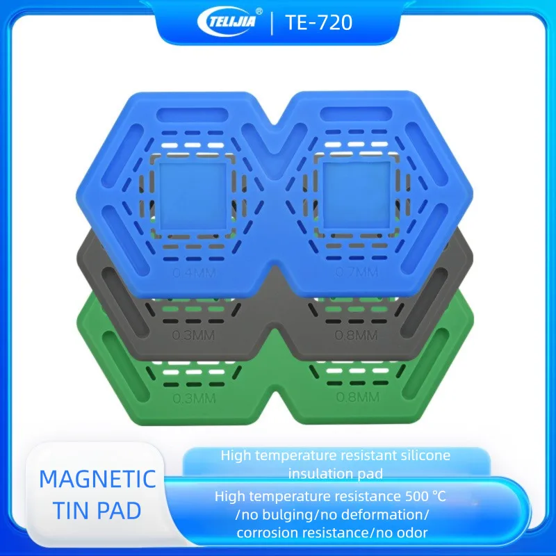 両面磁気錫パッド高温耐性シリコン修理マット CPU/IC リボール用放熱穴付き