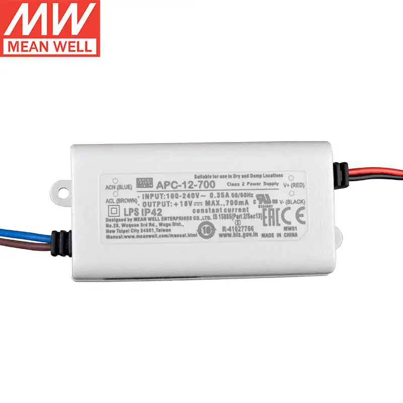 

Tai Wan MEAN WELL APC-12-700 700mA 12.6W Constant current Single Output Switching Power Supply LED Driver Brand New Original