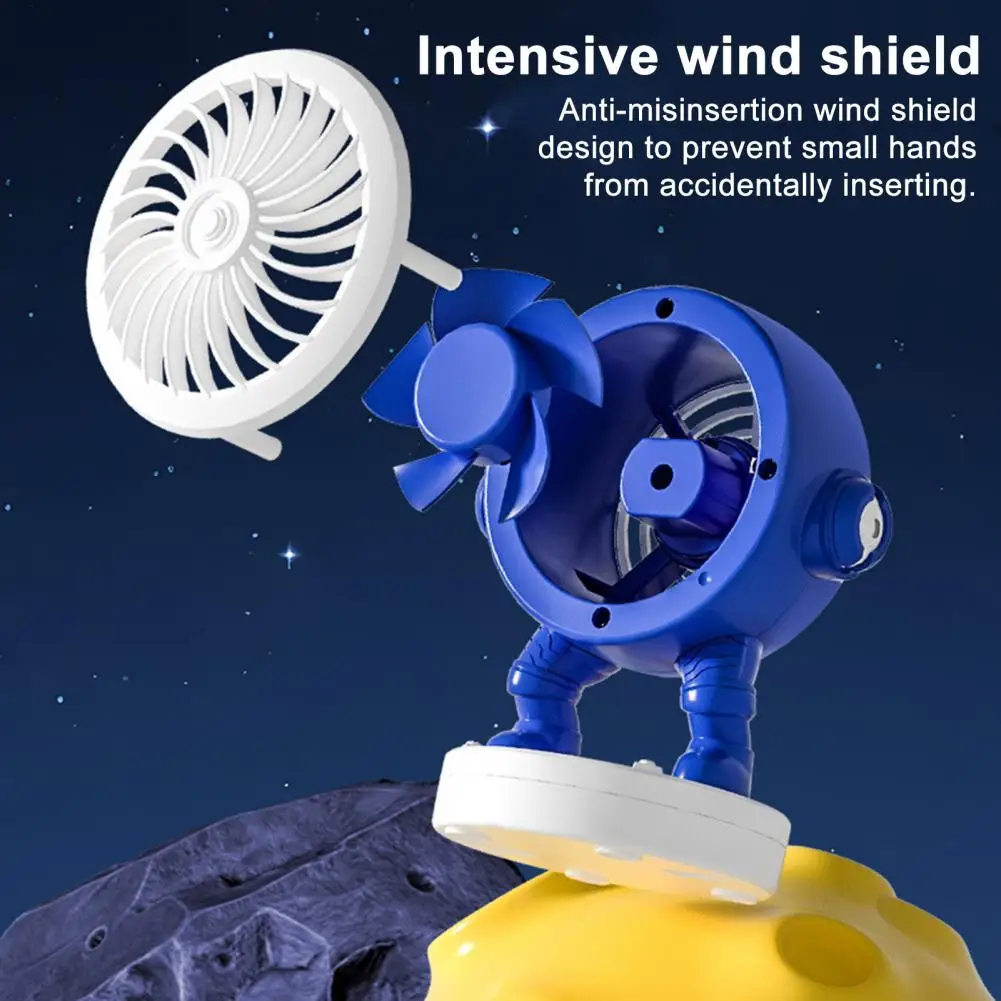 

Astronaut Desk Fan 500mAh USB Rechargeable Summer Cooling Fan Quiet Portable Office Bedroom Outdoor Travel Child Safe Desk Fan