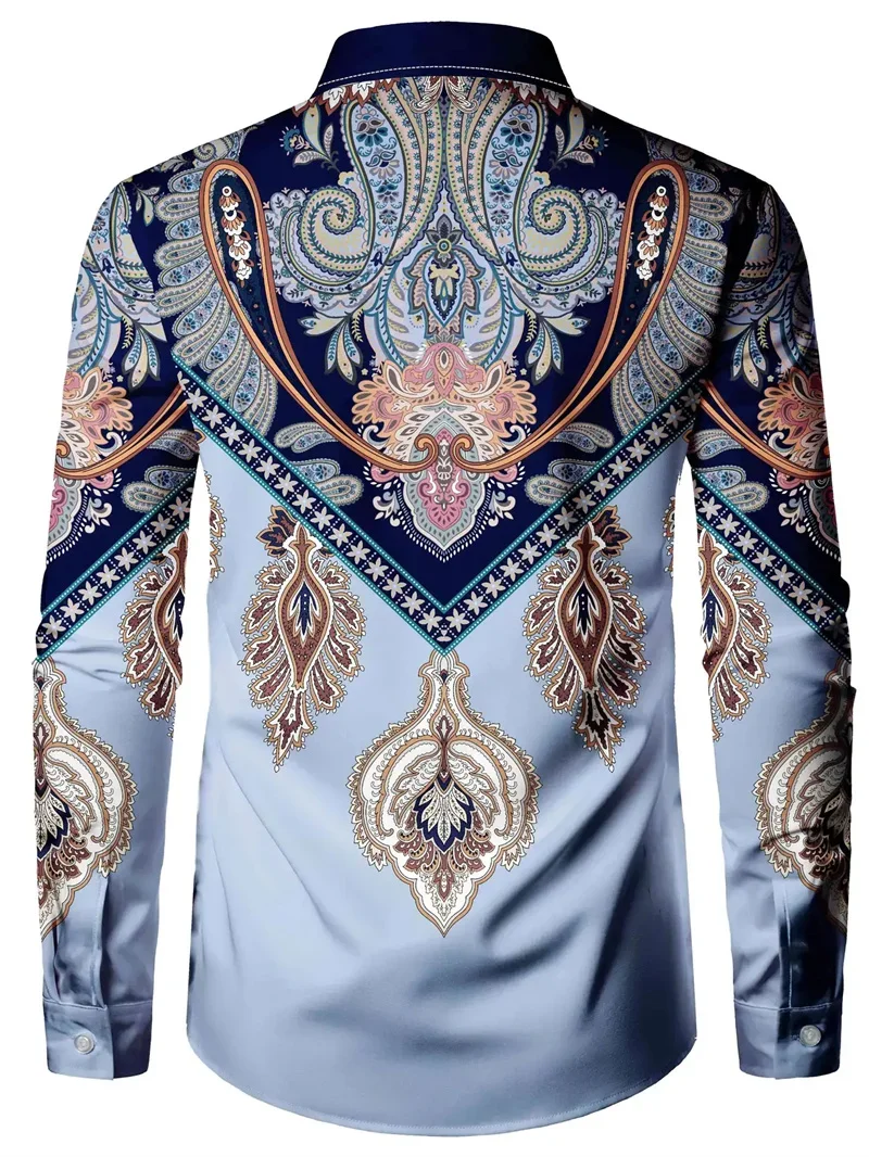 New European Gentleman High-end Popular Dance Party Nightclub New Designer Long Sleeve Clothing Slim Fit Button Collar Men's Top