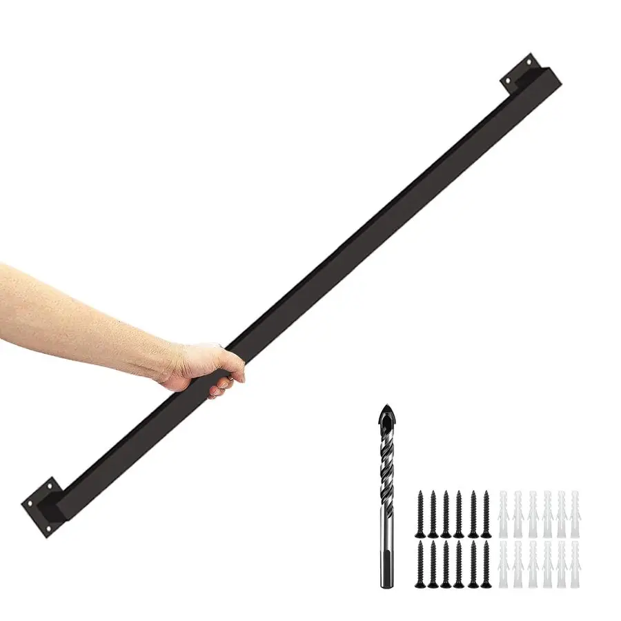 

Black Industrial Iron Hand Railing, Wall Support Handle for Indoor Stairs amp Outdoor Decks, NonSlip amp RustResistant