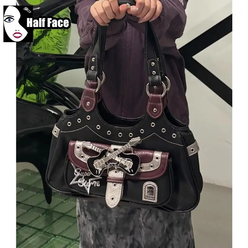 

Y2K Spicy Girls Harajuku Women Gothic Punk Lolita Large Capacity Commuting Handheld Underarm Niche Design One Shoulder Bags Tote