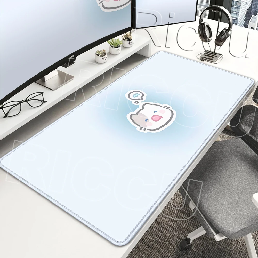 Kawaii Cartoon Kitten Gradient Mousepad Large Rubber Base Table Desktop Mat Office Gamer Computer Speed Type Carpet Keyboard Pad