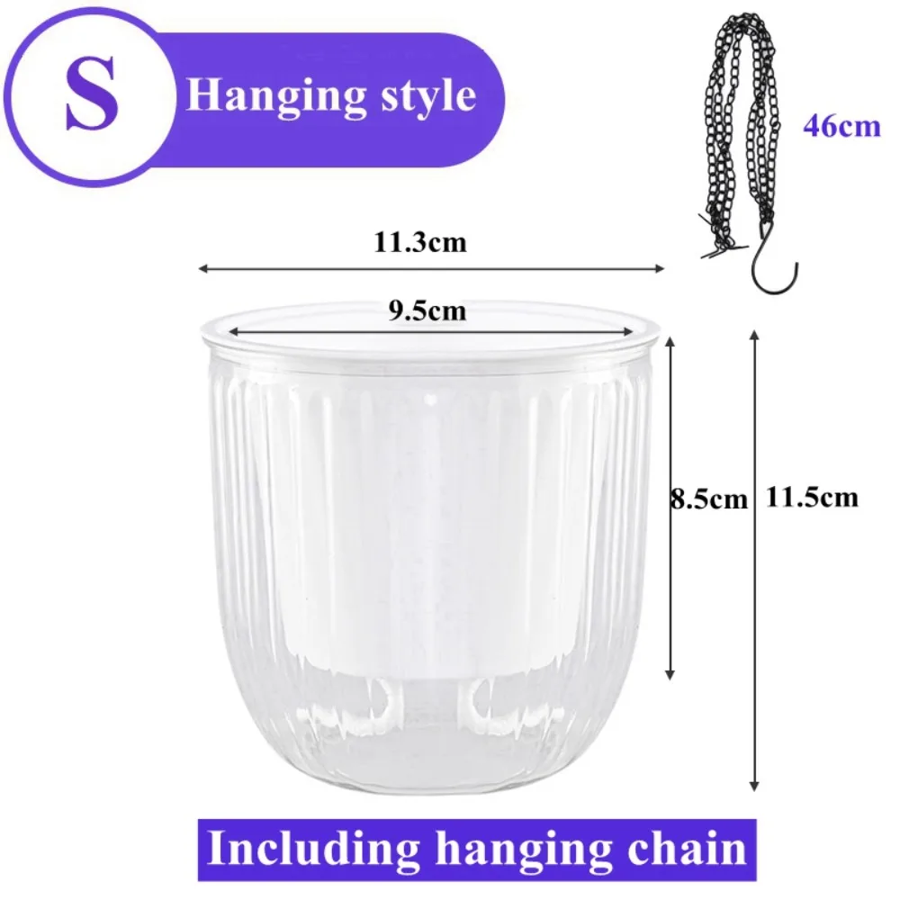 

Garden Decoration Self-watering Flower Pot with Chain Plant Hanging Flower Pots with Drainage Holes Lazy Planter Home Decor
