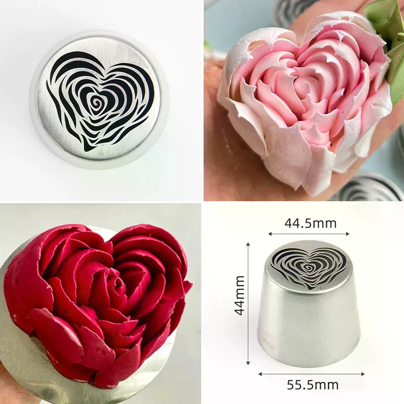 XL Heart Rose Flower Pattern Russian Icing Tip Marshmallow Piping Nozzle Decorating Utensils Baking Cake Tool Stainless Steel