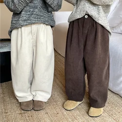 Winter New Children's Padded Plush Corduroy Trousers 2023 Korean Boys And Girls Thickened Warm Casual Straight Pants