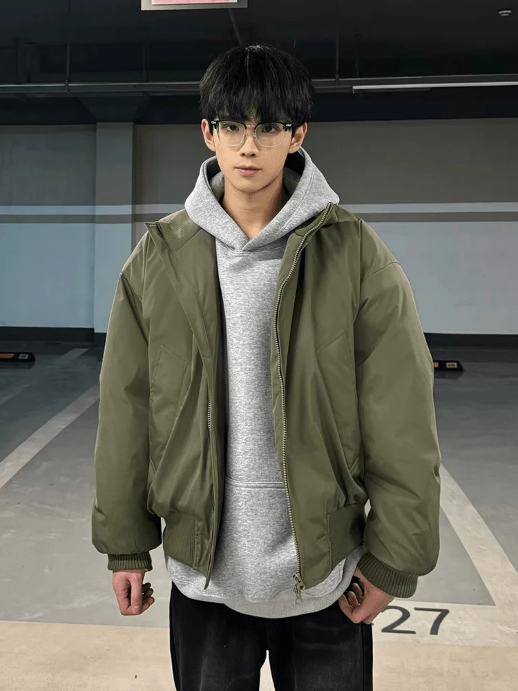 

Теплый хлопковый пилотный джет, мужское зимнее бейсбольное пальто с воротником-стойкой, американский трендовый бренд, свободная посадка на подкладке