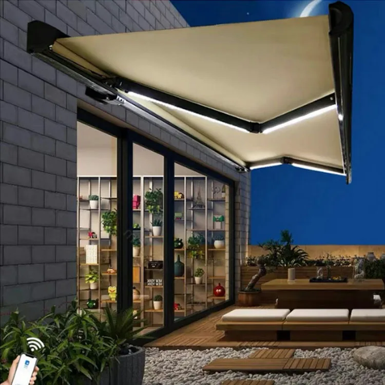 

Outdoor Full-Box Electric Folding Rain Awning Sunshade Pavilion for Sun Protection