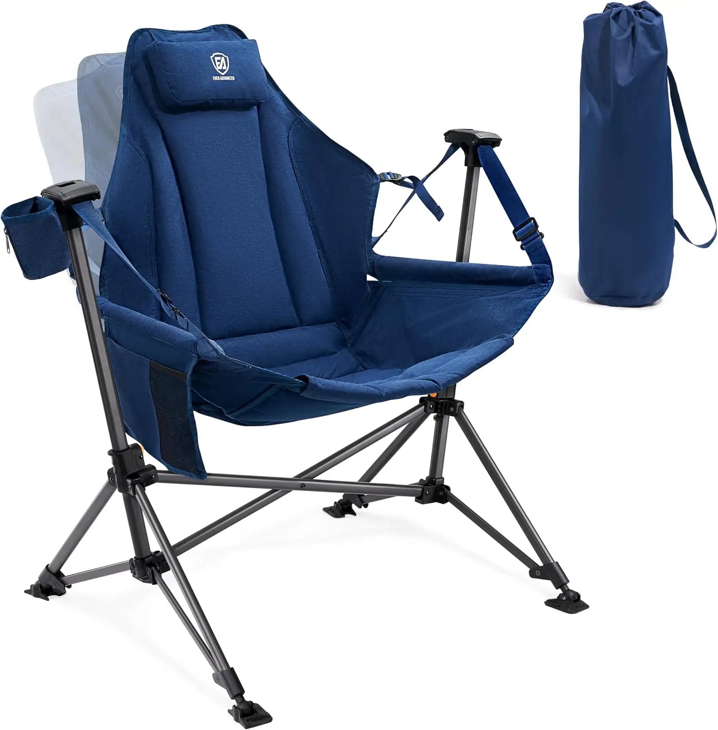 

Padded Hammock Camping Chair, Oversized Heavy Duty Swing Chair with Detachable Cup Holder, Portable Folding Rocking Chair