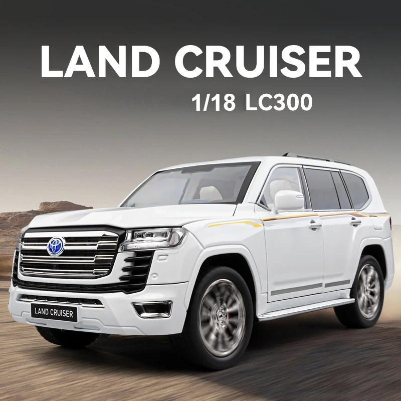 

Масштабная модель внедорожника Toyota Land Cruiser LC300 (1:18), литая под давлением, металлическая, имитация, подарок для детей
