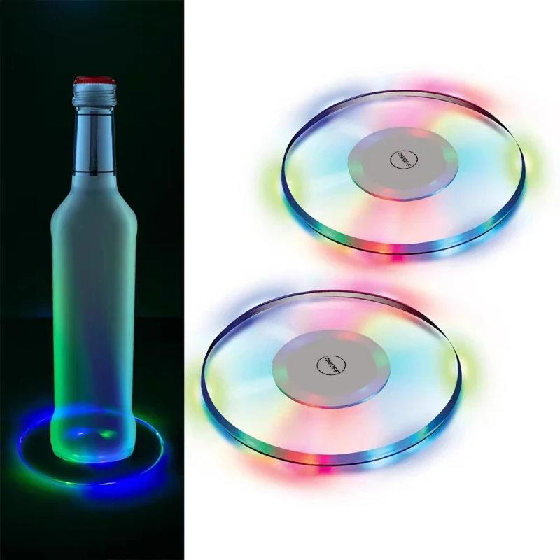 LED Bar Luminescent Table Cup Mat Kitchen Mat Pad For Bar Cocktail KTV Light Base Gravity Induction Battery Bar Tools Barware