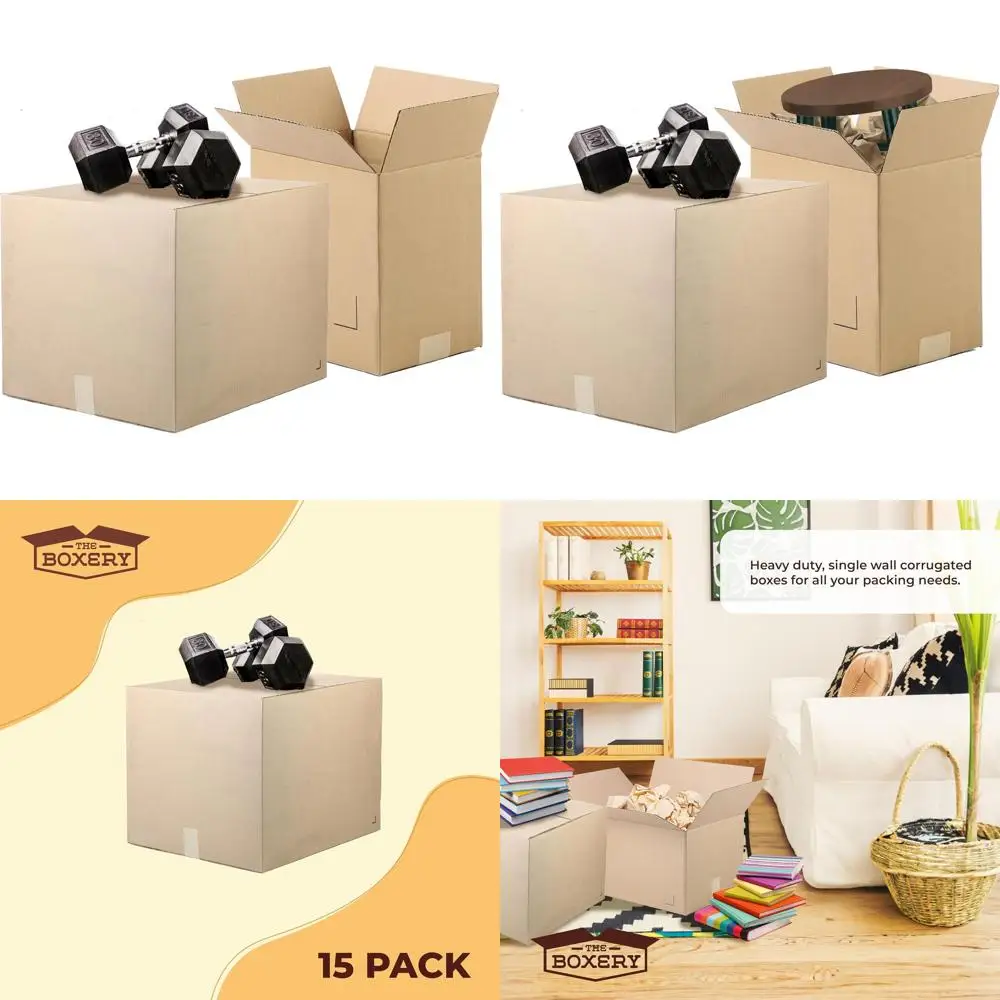 

15-Pack 22x18x16 Heavy-Duty ECT44 Brown Kraft Corrugated Cardboard Boxes for Shipping, Packing, Storage, and Recyclability - Mad