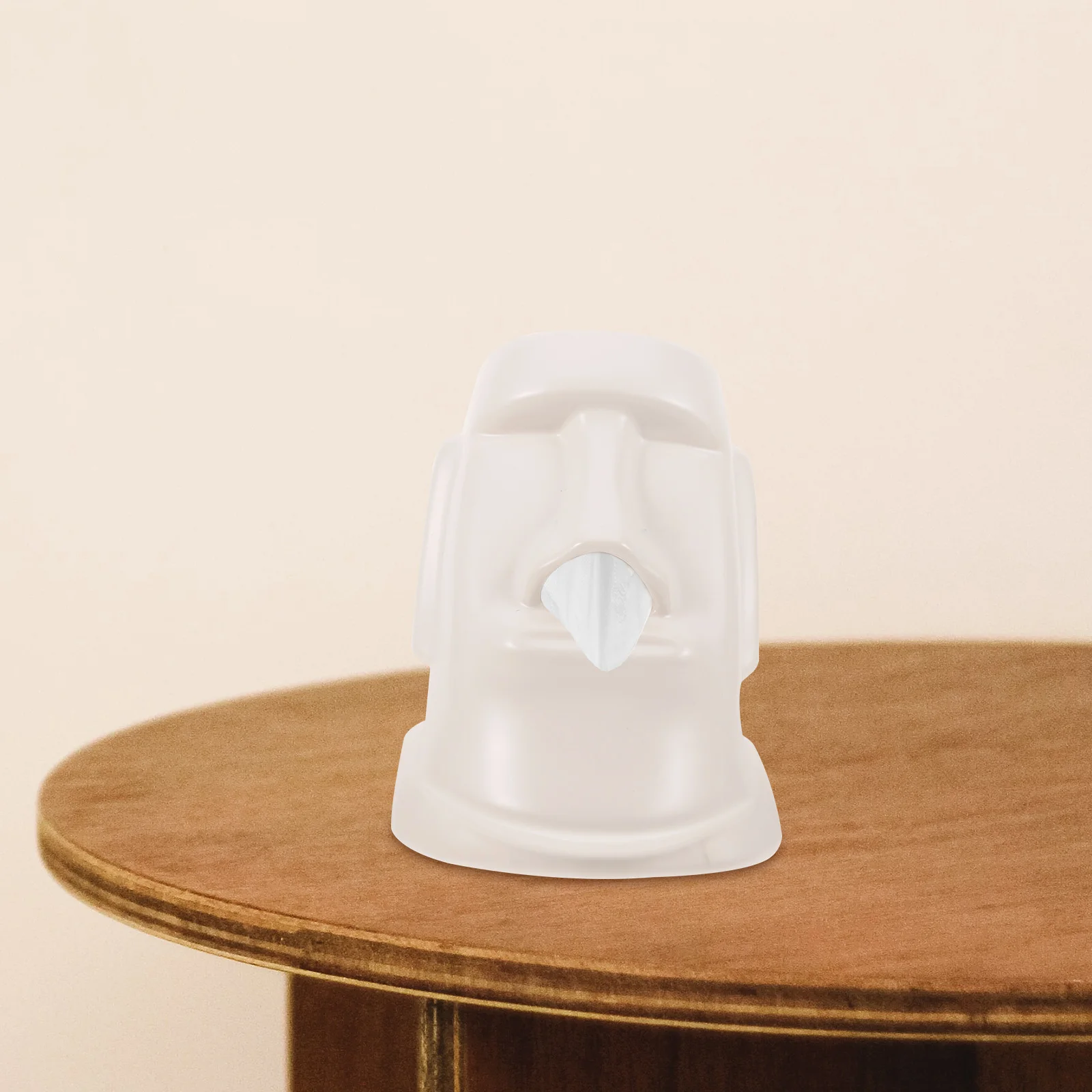 

Moai Statue Ceramic Tissue Box Cover Stone Carved Design Smooth Surface Premium Napkin Holder Home Desktop Living Room