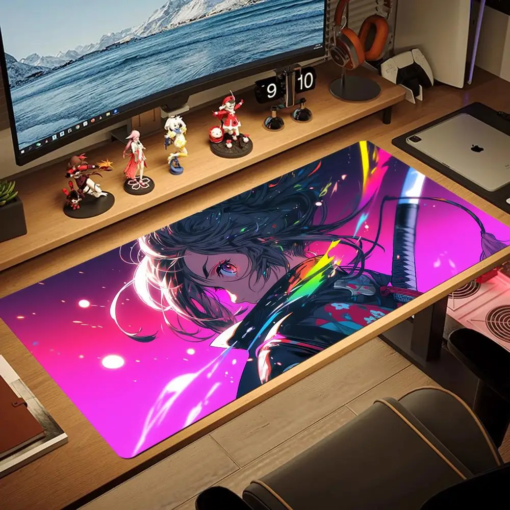 

Anime Cool Girl Mouse keyboard Pad mouse mini PC Large MousePad Gaming Rubber Lock Desk Mat monitor Computer Gamers work office
