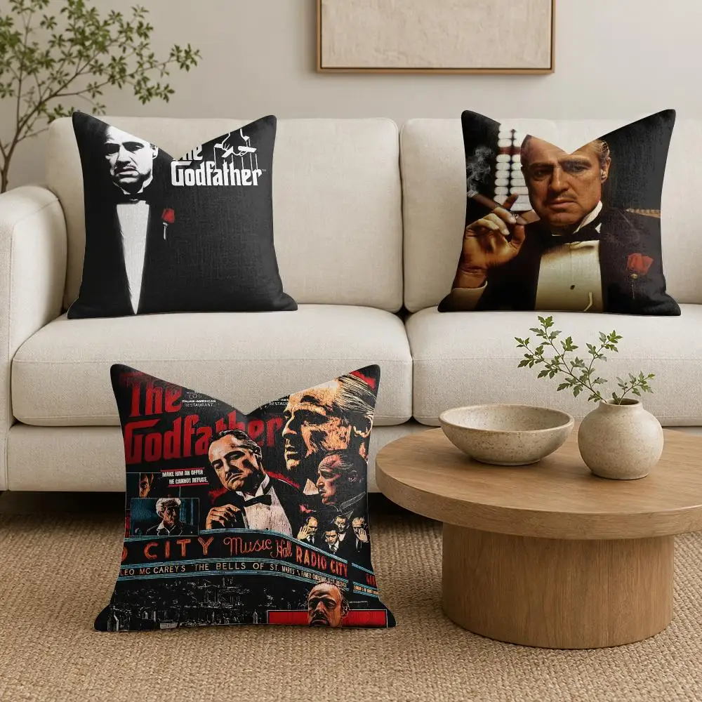 Iconic Film The G-Godfather Cushion Cover Organic Natural Linen Pillowcase with Double Sided Print for Sofa Home Decor Gift