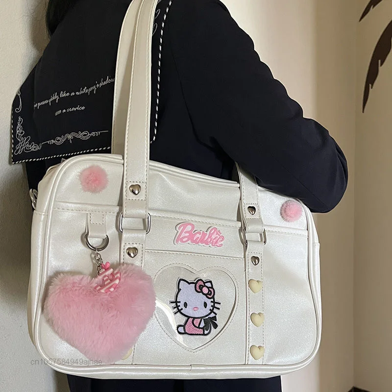 Sanrio New Bags Hello Kitty Luxury Design Handbags Women Fashion High Capacity Tote Bag Y2k College Lolita Shoulder Bags Handbag