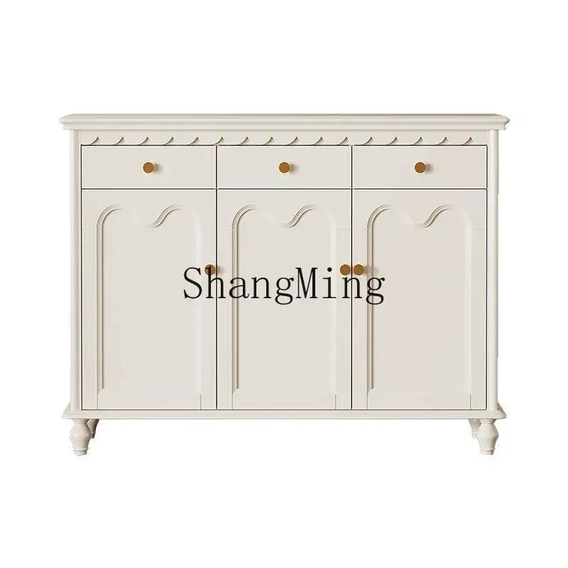 

ZYY solid wood living room entrance door entrance cabinet light luxury rural simple white cream style