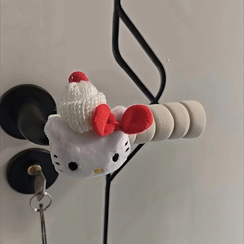 Sanrio Hello Kitty Strickmütze, weicher Plüsch, Türgriff, Handschuhe, Wandpuffer, Kissen, Zimmertür, Dekoration, Lunchbox, Zubehör, Geschenk