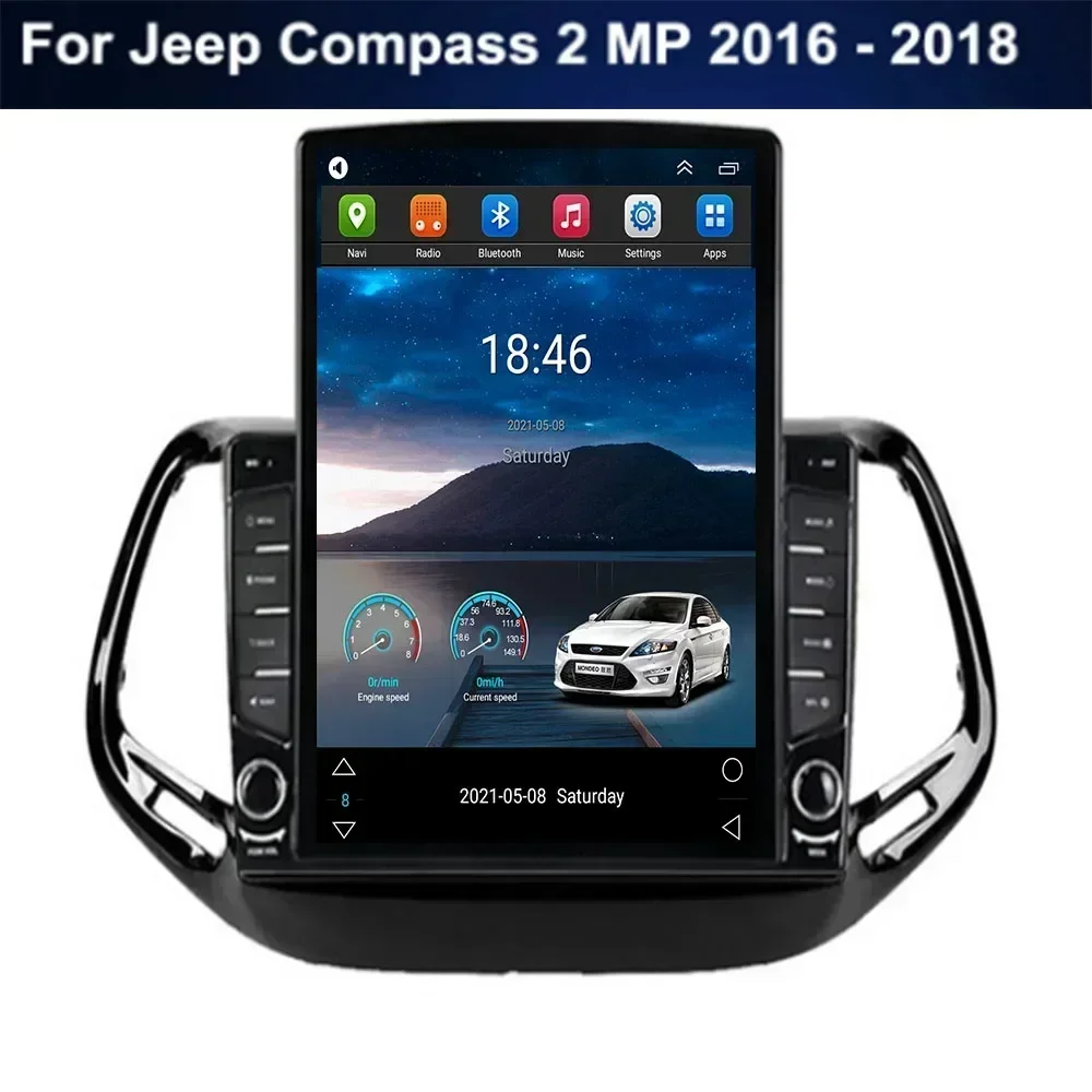 For Tesla Style 2Din Android 13 Car Radio For Jeep Compass 2 MP 2016-35 Multimedia Video Player GPS Stereo Carplay DSP RDS Camer