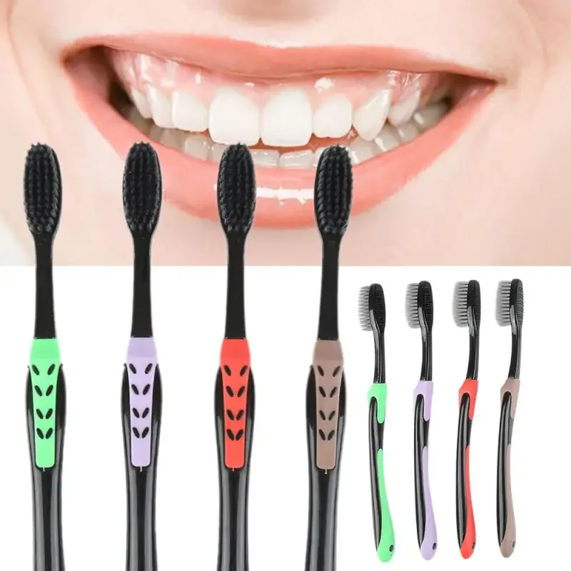 Cepillo de dientes Manual de bambú Ultra suave, higiene bucal, antibacteriano, con cabezales negros, herramienta de limpieza de dientes