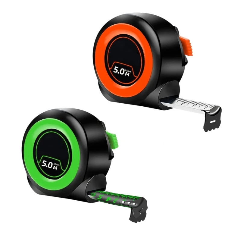 Q2Q4 Ergonomic Handle 5M Fluorescent Measuring Tape with Portable Hook Suitable for Comfort Use in Professional&DIY Projects