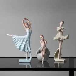 Elegant Ballerina Resin Figurines Ballet Dancer Girl Ornament Desktop Statue Model Home Office Study Miniatures Decor Craft Gift