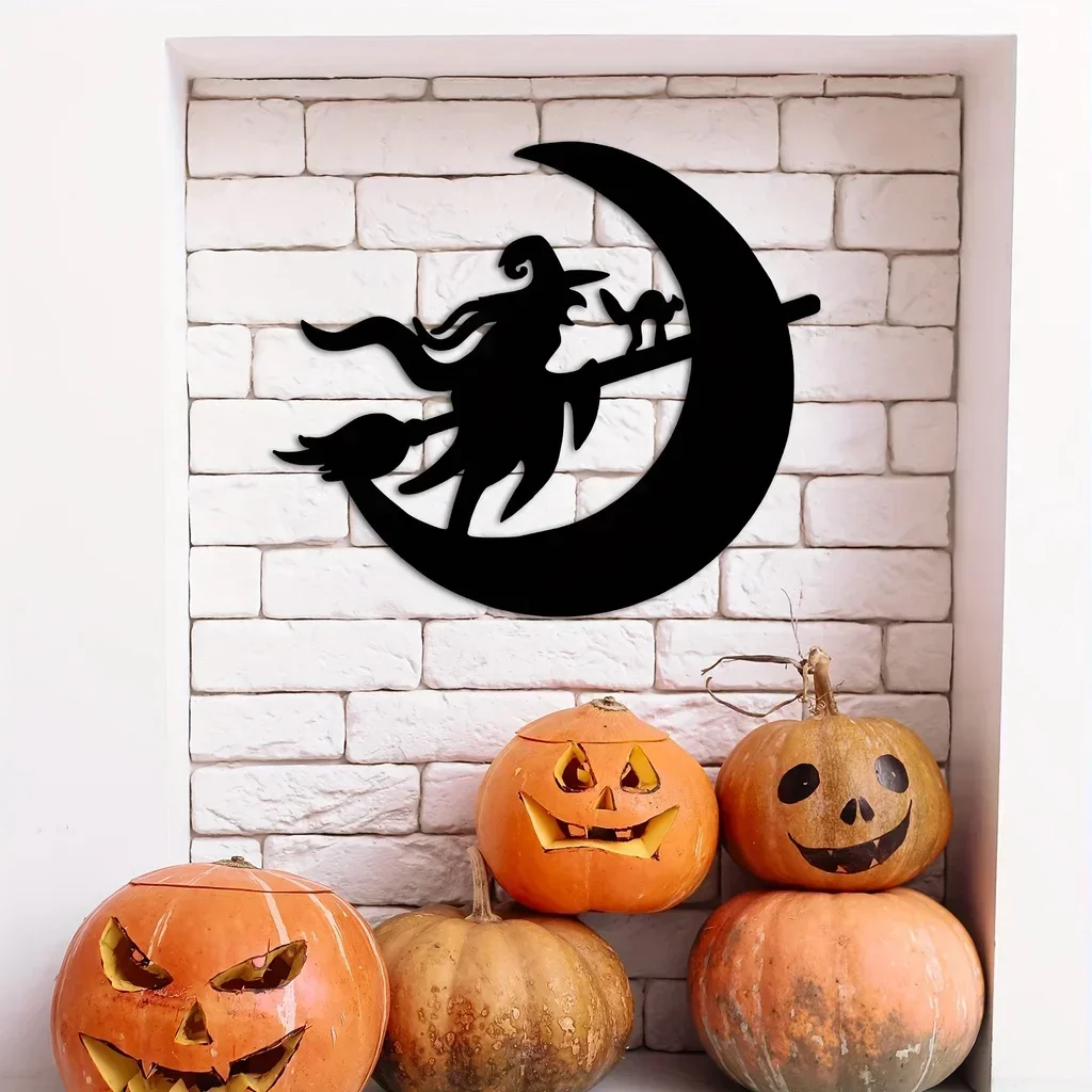 Metal Wall Hanging DecorHalloween Witch Door Hanger Halloween Front Door Home Decor Metal ArtworkHalloween Decorations wall dec