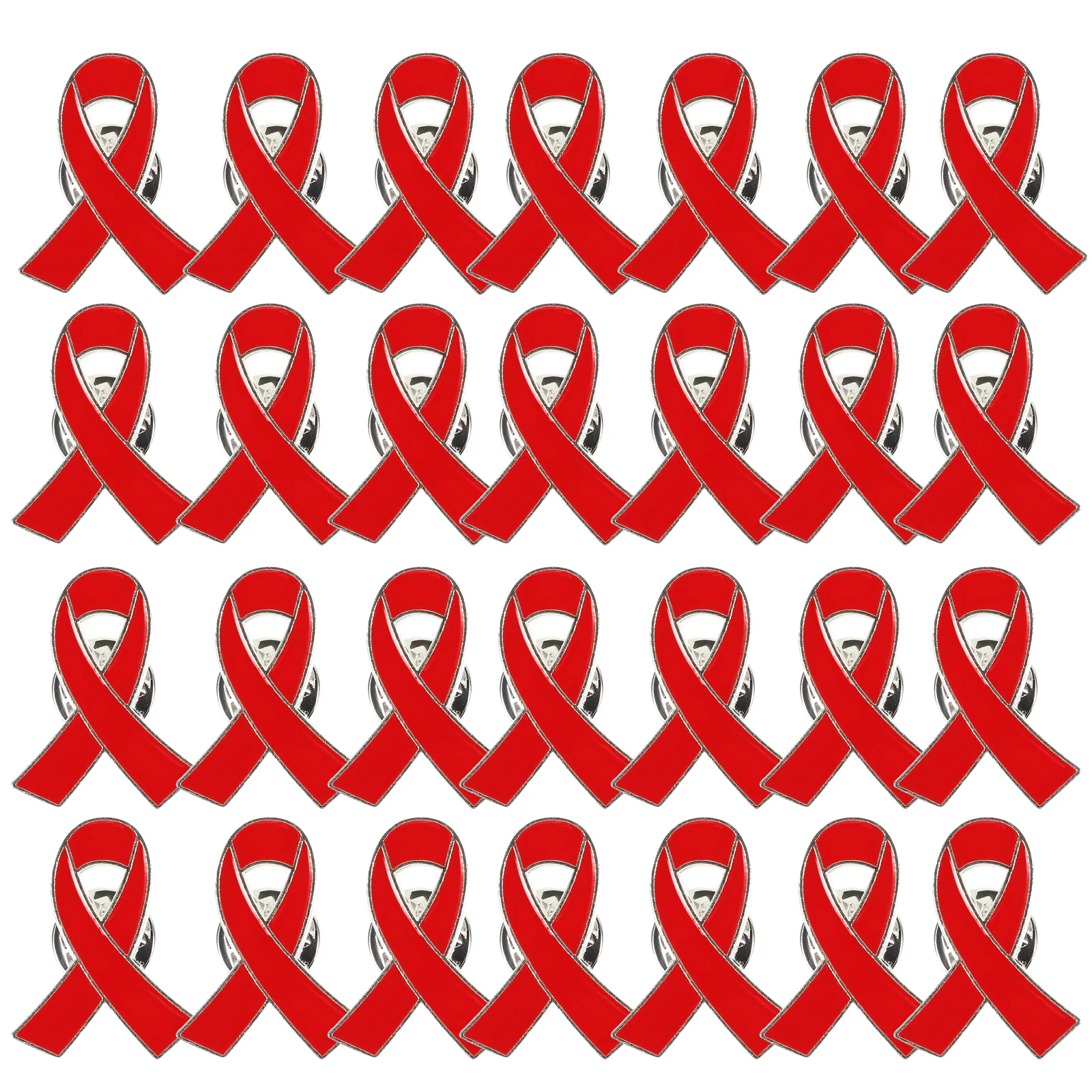 

30pcs Red Brooch Pins Zinc Alloy Awareness Ribbon Charity Breastpin Peace Sign For Daily Wear Party Decoration Gift Jewelry
