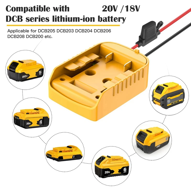 Battery Adapter For Dewalt 20V Battery Adapter Power Wheels Battery Converter Kit With Fuse & Switch And Connector