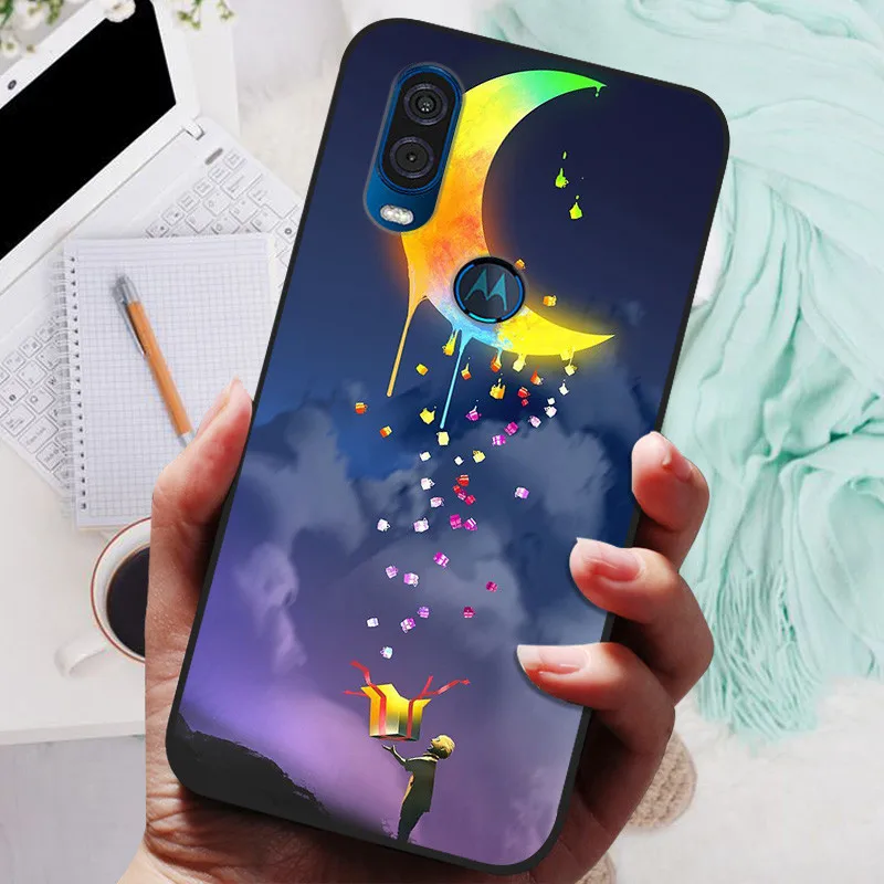 For Motorola One Vision Case Black Cover Lion Wolf Silicone Soft Back Cases For Moto One Vision Phone Case Protective Shell