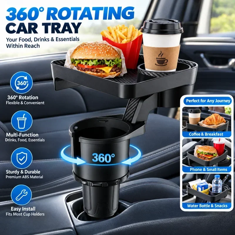 Rotating Fixation of Car Water Cup Groove Dinner Plates Coffee Water Cup Holder on-board Drinks Coffee Pot Cup Plate Set Holder