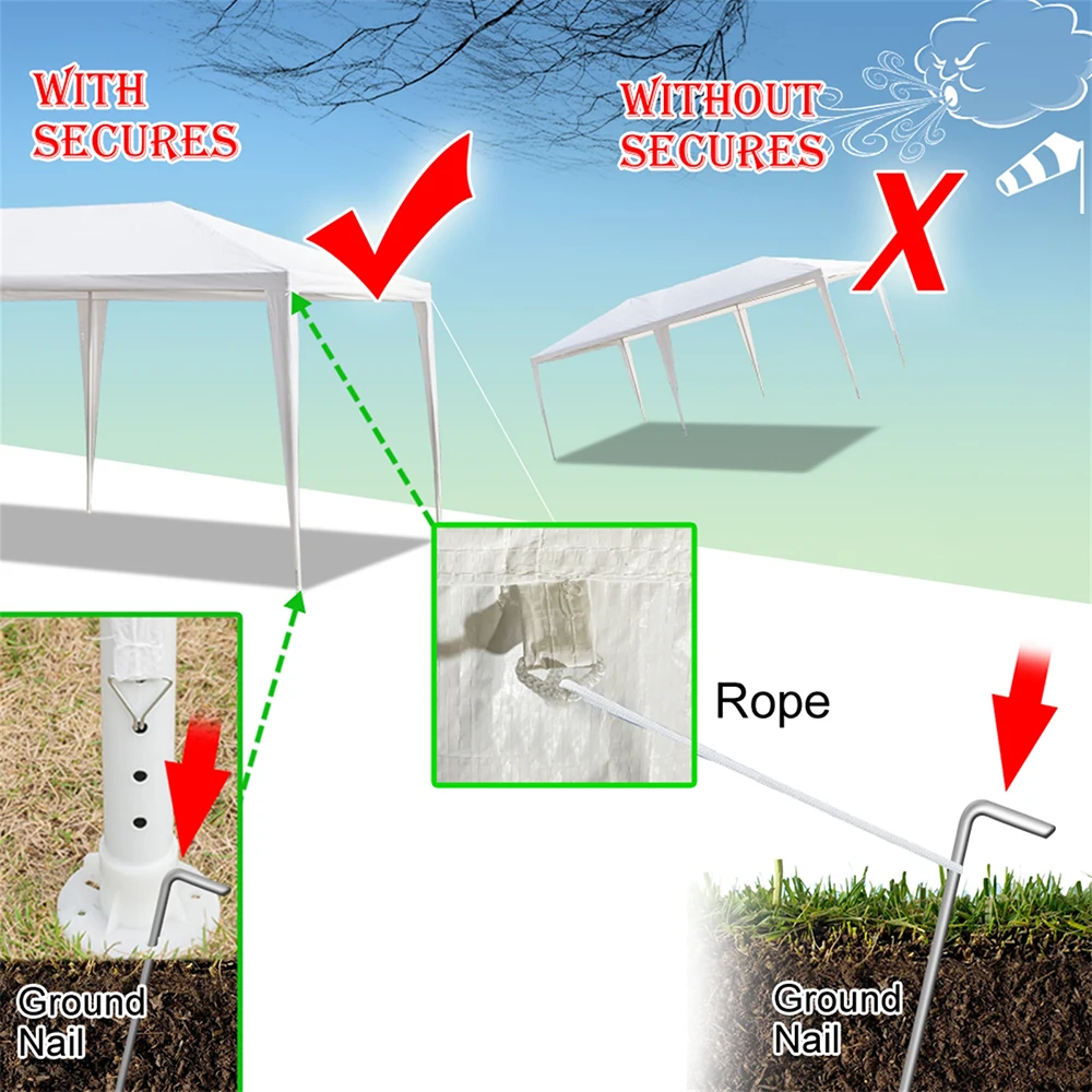 3 x 6m Four Sides Waterproof Tent with Spiral Tubes White