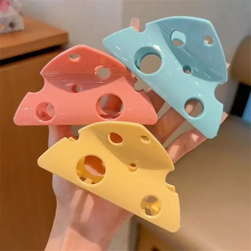 1PC Fun Cheese Disc Hair Shark Clip Girl Hair Claw Back Triangle Hollow Headwear