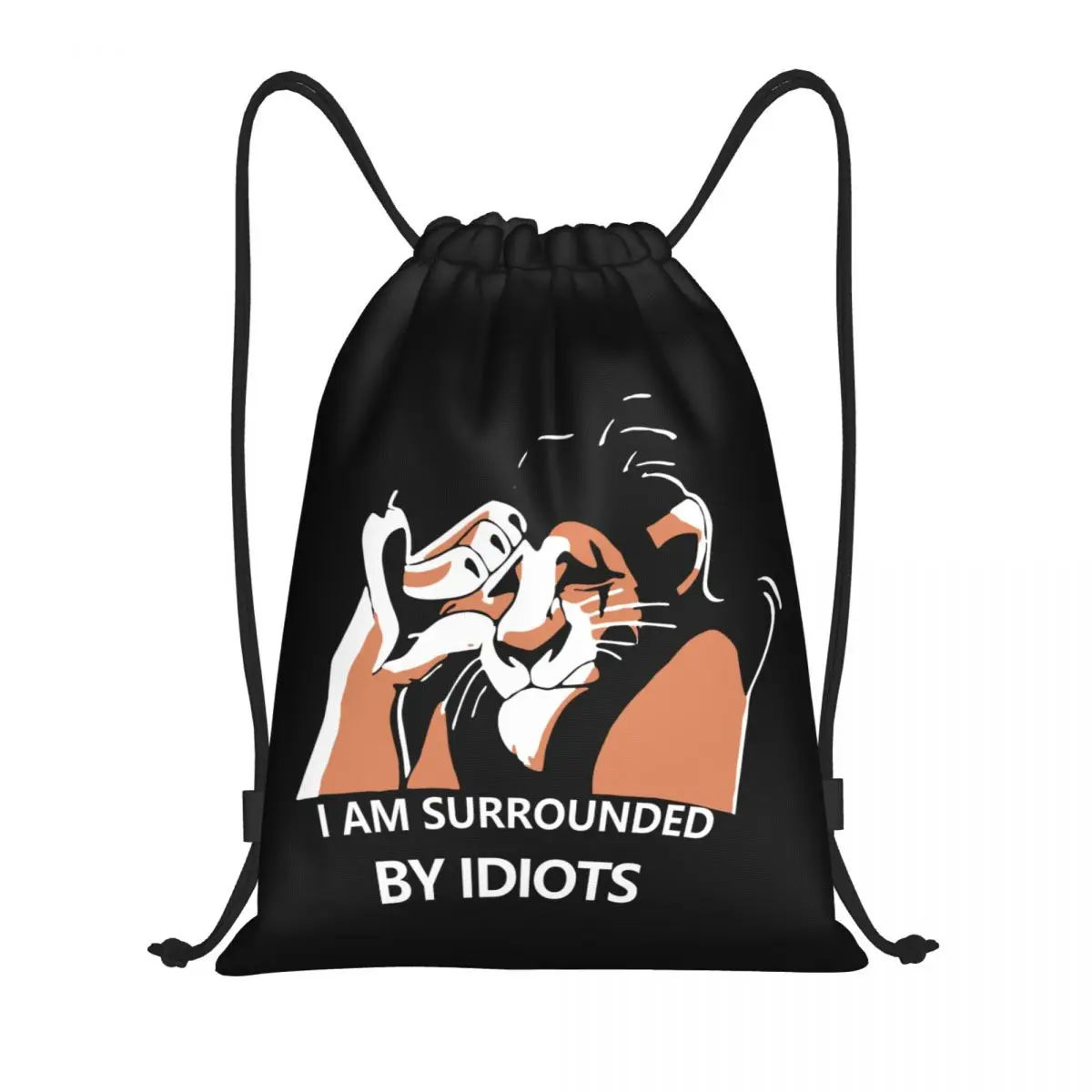 I'm Surrounded By Idiots Scar Drawstring Backpack Sports Gym Bag Water Resistant Lion King String Sackpack for Running