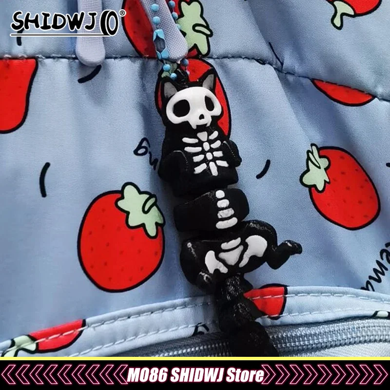 Portachiavi con gatto scheletro giocattolo stampato in 3D, chiave personalizzata, decorazione da appendere per zaino, ciondolo per auto, regali di Natale di Halloween