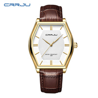 CRRJU Men's Business Watch Japan Quartz Slim Mesh Steel Leather Band Waterproof Fashion Watch