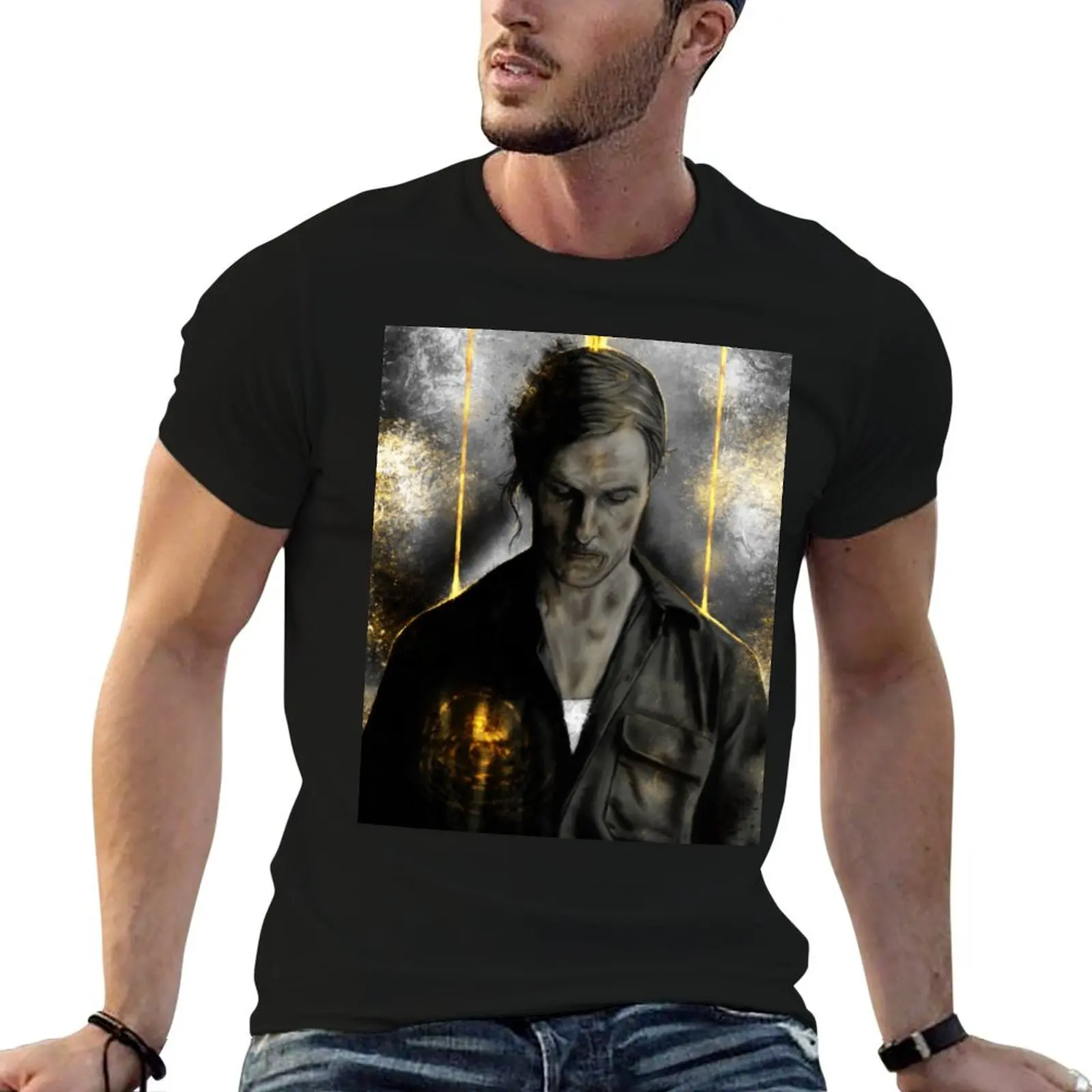 True Detective - Rust Cohle old T-Shirt street wear heavyweights man t shirt customizeds slim fit t shirts for men