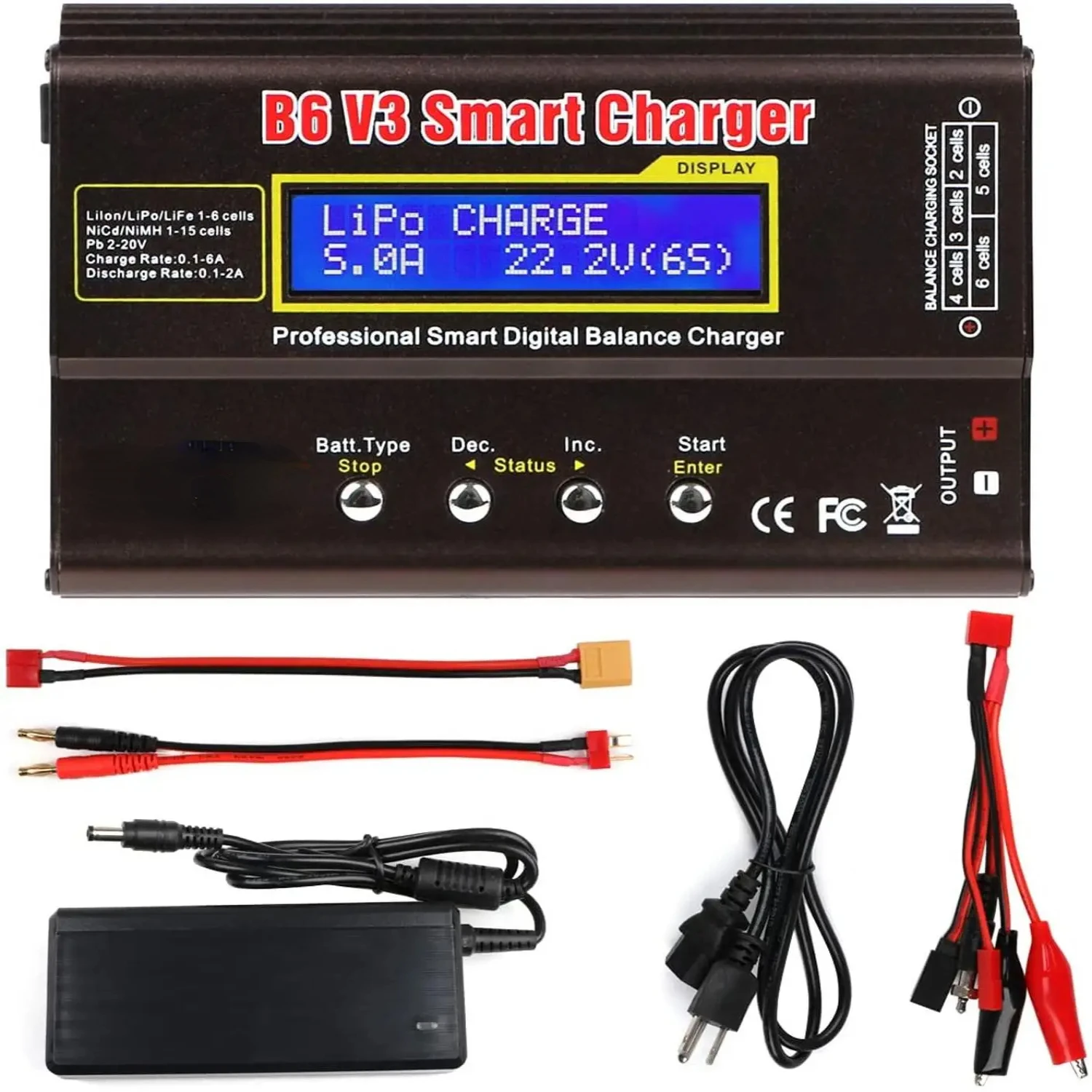 

B6 80W 6A Battery Charger Lipo NiMh Li-ion Ni-Cd Digital RC Balance Charger Lipro Charger Discharger + 15V 6A Adapter