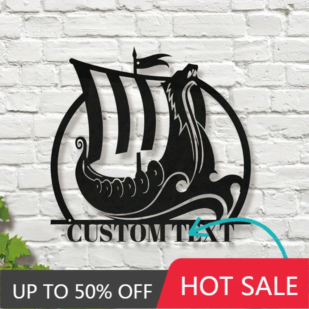 

Iron Art Decorative Painting Unique Custom Metal Wall Art of Viking Ship Personalized Nameplate for Norse Captain Modern Sturdy