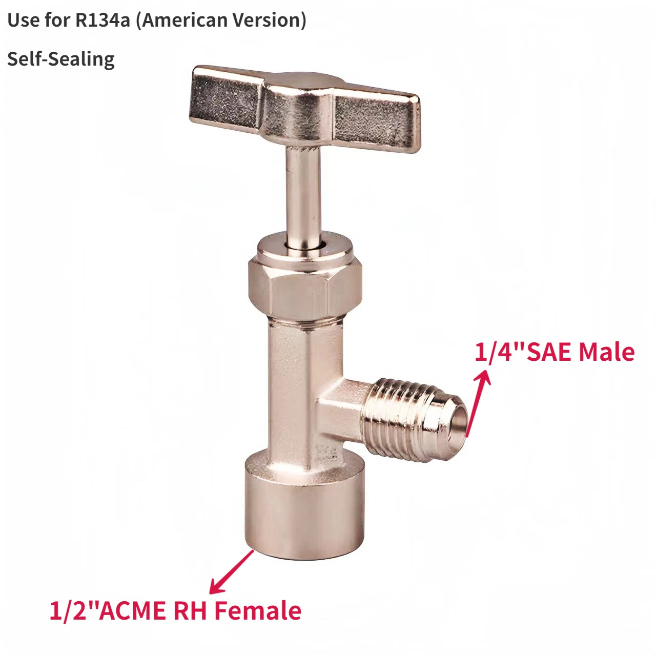 R134A Self-Sealing Bottle Opener Adapter Tap With R134A Adapter 1/4 SAE Refrigerant Can Bottle Tap Opener Brass Refrigerant