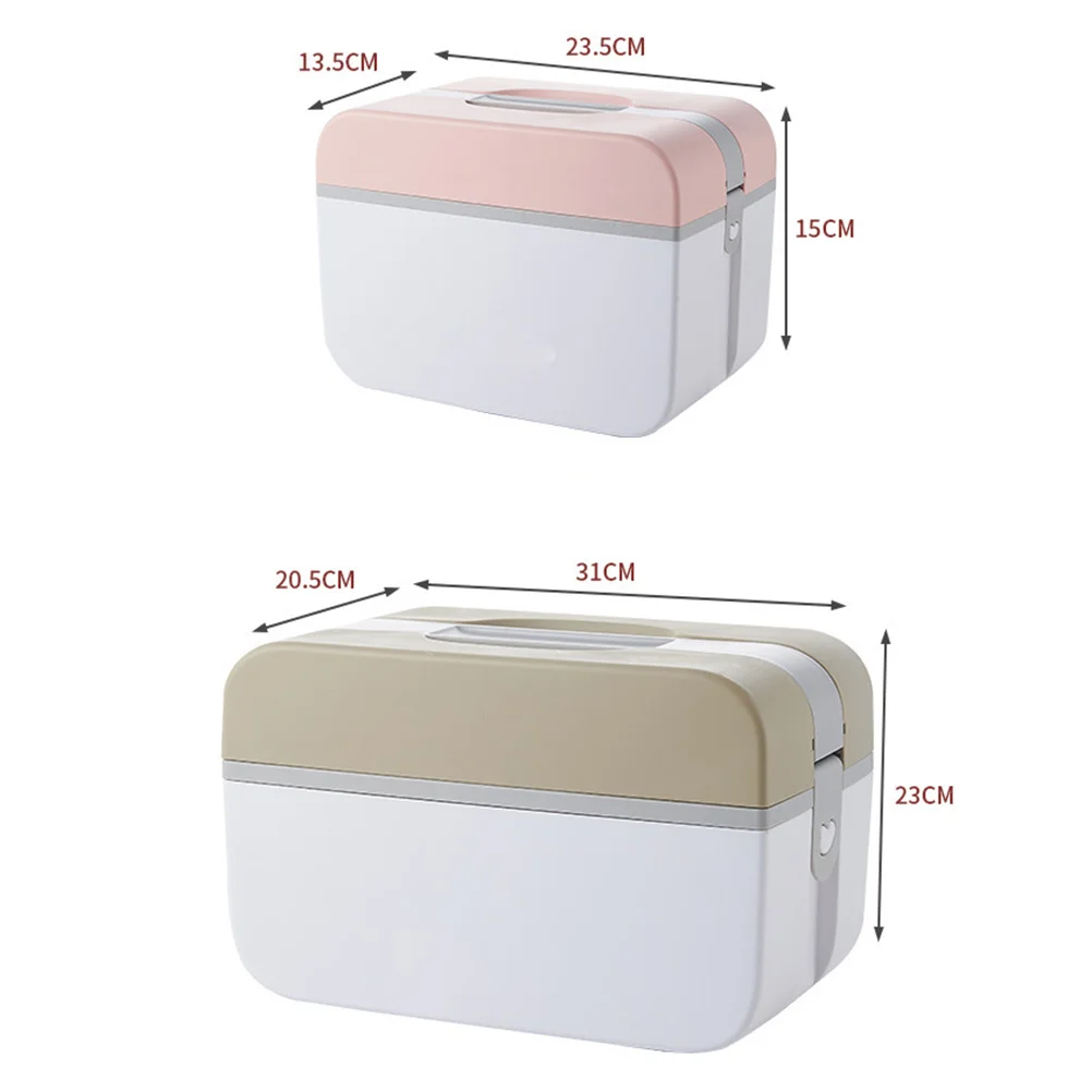 علبة طب الطوارئ بلاستيك 5235 بني متوسط طبقة مزدوجة محمولة متعددة الوظائف صندوق منظم تخزين الأدوية #6