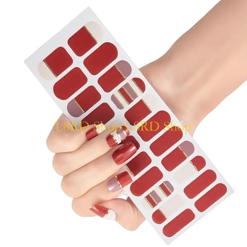 L8RD Semi Cured Gels Nails Polish Strips Adhesive Full Wrap Gels Nails Art Stickers