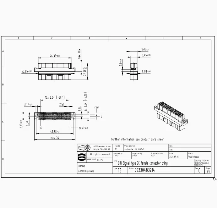 09230483214 HARTING DIN-Signal 2C048FC-B 48-pin female connector