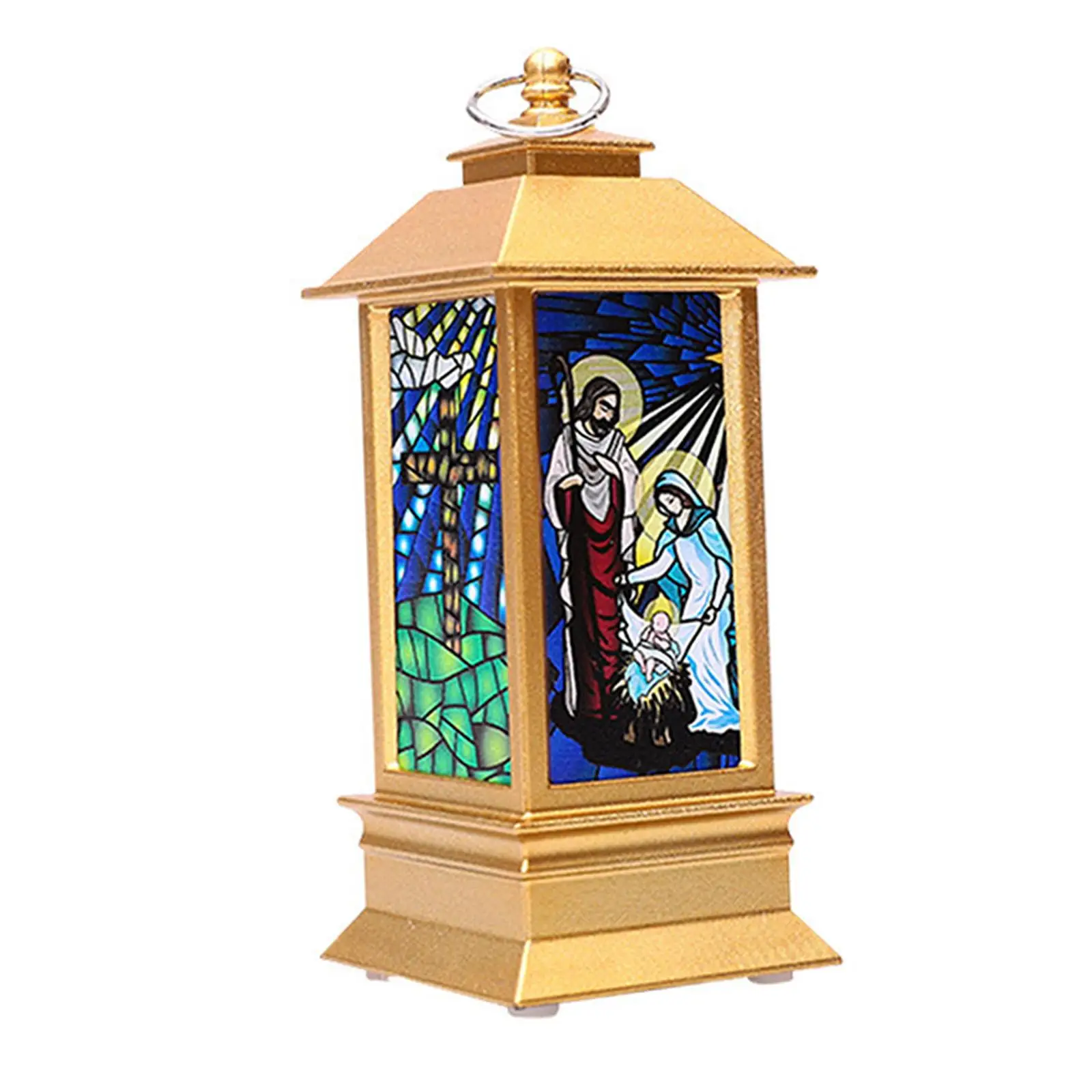 Jesus Lantern Gold Candle Lantern LED Lamp Christmas Ornament for Table Centerpiece Bedroom Garden Decor view 4