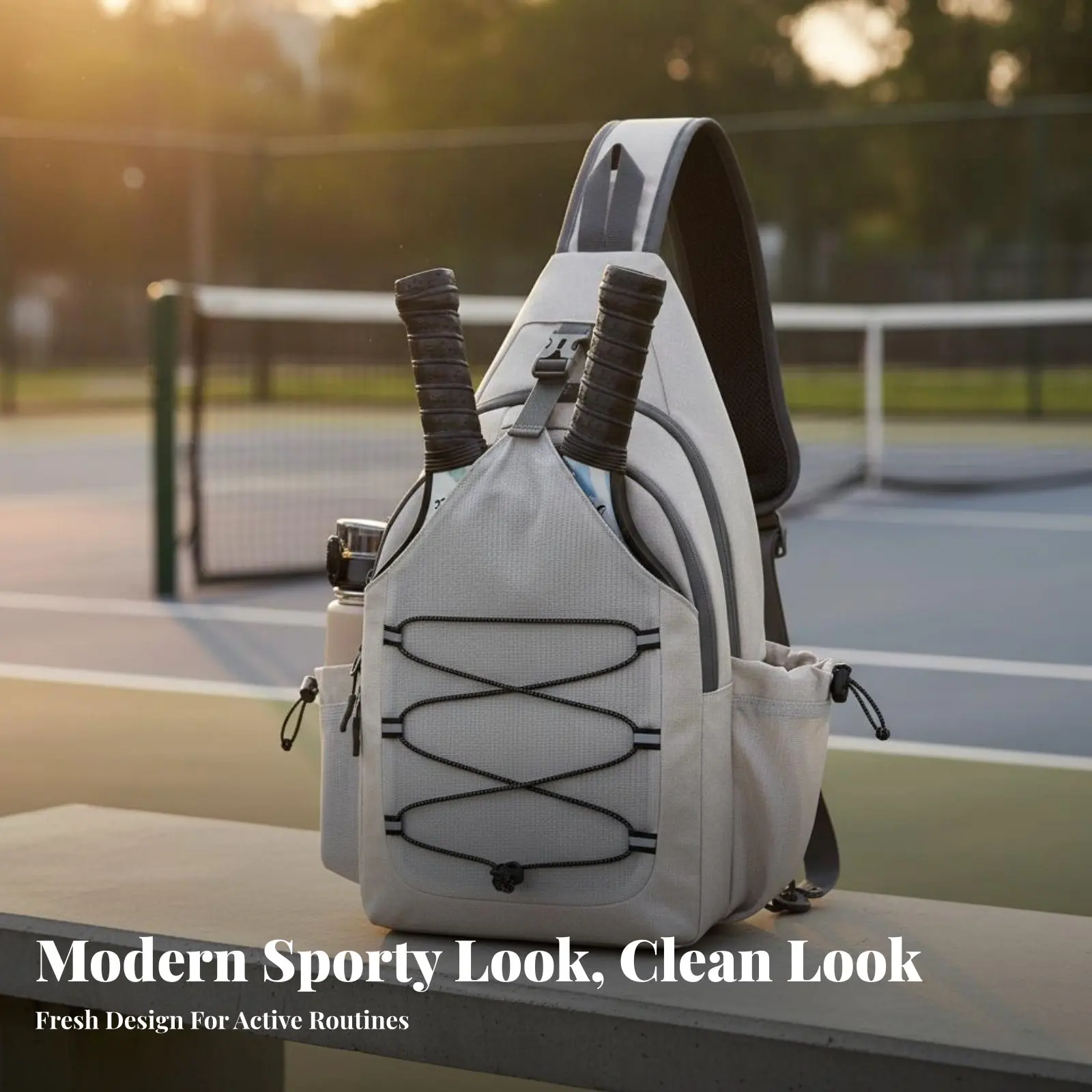 

Pickleball Paddle Bag Large Capacity Pickleball Shoulder Bag Single Strap Sports Backpack Multiple Pockets Water Bottle Holder