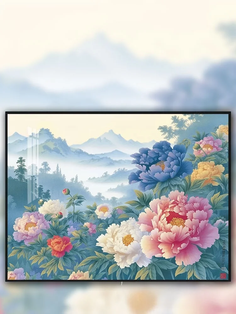 

New Chinese Sle Cross Stitch 2025 New Peony Floral Plant Tead Embroidery Living Room Entrance Handmade High End National ...